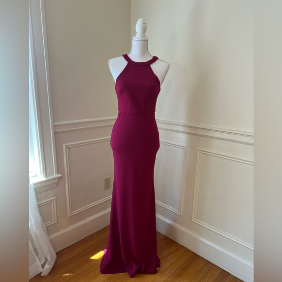 Lulus Joella Berry Red Lace Halter Dress - Picture 1 of 5